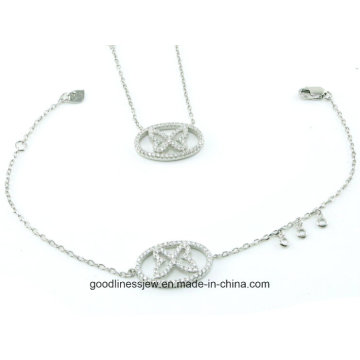 AAA Cubic Zirconia Sterling Silver Necklace Bracelet Jewelry Set S3277